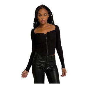 Good American Dramatic Zip Long Sleeve Tee 3XL